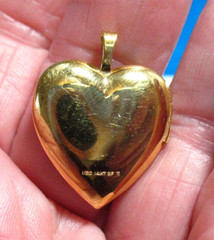 14K GOLD FILLED HEART LOCKET COLORIZED I LOVE YOU 20 MM 3 GRAMS J-490