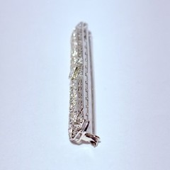 Art Deco 800 Platinum 0.24ctw Old European Diamond 53mm Bar Brooch Pin 4.4g
