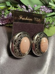Three Ladies by roxsann Faux Rose Quartz Handcrafted Fashion Vintage Earrings