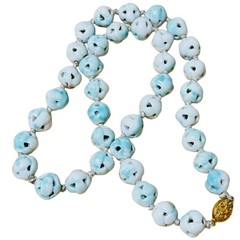 VTG Chinese Export Cage beads necklace Beaded strand green ceramic China 24″