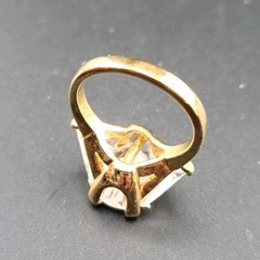 Vtg Sz 6 Ring Teardrop w/ Triangles Cubic Zirconia 18KGE Fashion Jewelry STG#6