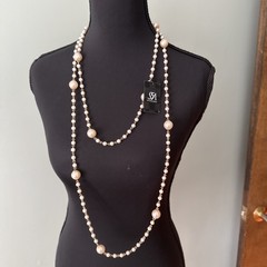 Saks Fifth Avenue 65 Inch VINTAGE Large Pearl Necklace Gold Tone C Photo $69.00
