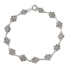 Vintage Sterling Silver 925 Flower Bracelet 7.5″