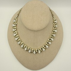 Vintage Lisner Necklace Rhinestone Gold Tone Statement 16 Inch ONE MISSING STONE