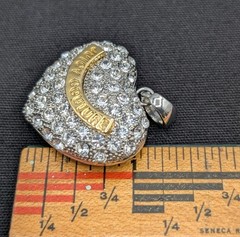 Vintage Juicy Couture Y2K Pave Puff Heart Rhinestone Pendant/Charm Silver Tone