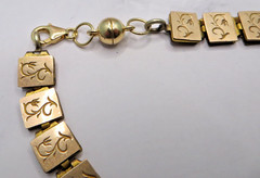 Antique 12k Yellow Gold Silver Book Sandwich Reversible Chain 18″ Necklace #110
