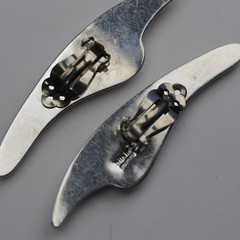 Wing Design Heavy Clip on Earrings Sterling Silver