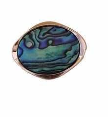 Vintage Pin and Necklace Nickel Silver Abalone/Mother of Pearl