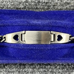 Vintage Mark VII Silver ID 7″ Bracelet BLANK Made in USA Heart Hearts Identity