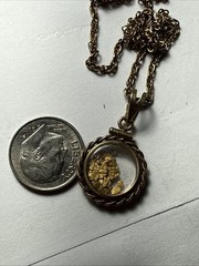 Necklace Encased 22k gold nuggets and 12k gold-filled rope border bezel & Chain