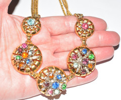 Vintage unsigned McClelland Barclay (?) Reja (?) necklace and floral brooch set