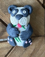 Vintage Polymer Clay Panda Bear Brooch Pin Handmade