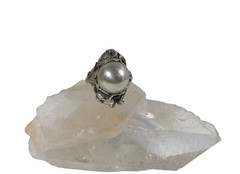 Sterling Silver Vintage Domed Ball Flower Floral Ring Art Nouveau 5.25