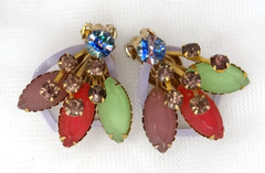 SELRO SELINI Set Vintage Multicolor Butterfly Brooch & Clip-On Earrings