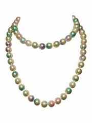 Vintage Monet Faux Pearl Gold Tone Closure Necklace Signed 33 In Mardi Gras