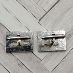 SWANK Vintage 1970 to 80s Silver Tone Textured Finish Filigree Center Cufflinks