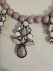 Vintage Elegant Costume Statement Necklace Purple W/ Gold Tones MISSING 1 JEWEL