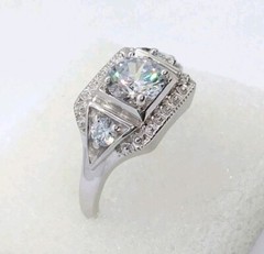 Vintage Style 1.35 CT White Round Cut CZ Art Deco Wedding Ring In 925 Silver