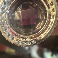 NWOT Pendant 925 Silver Stamped CZ’s Natural Amethyst Design Piece Dazzling!