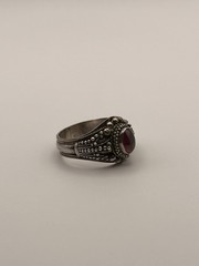 Vintage 925 Sterling Silver Red Glass Cabochon Statement Ring Size 8.5