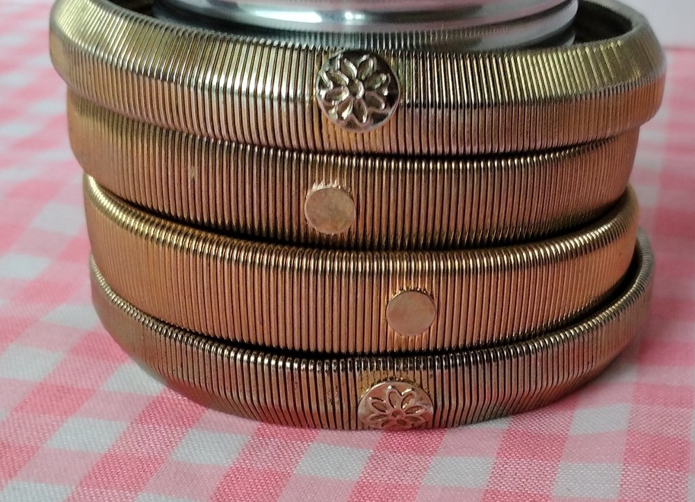 Vintage Stretch Gold Toned Bangle Disco Snake Costume Bracelets Lot of 4