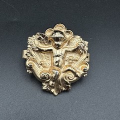 Vintage 1980’s NAPIER Gold Tone Cherub Angel Gold Tone Signed Scarf Ring