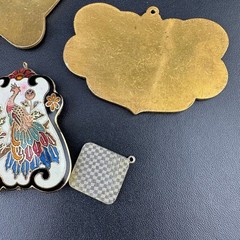 Vintage Cloisonne Enamel Pendant Lot LG Heavy Medallions Puffy Peacock WWII 71st