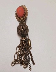 Vintage Hobe faux coral gold tone stick pin