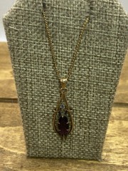 Vintage 1950s Italy 14k GF Amethyst Pendant Necklace 15”