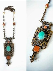 Vintage Robert Rose Bronze Tone Victorian Nouveau Style Necklace