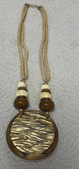 Vintage Bohemian Chunky Twisted Rope Cord Resin Wood Metal Statement Necklace