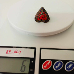 Antique Brass Heart Shape Ring – Coral and Lapis Lazuli Stone Unique Jewelry