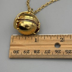 Vintage Ball Locket Pendant Necklace Folds Out Excellent! 26″