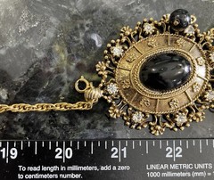 Celebrity Gems Pendant Necklace Victorian Etruscan Revival Ornate Gold Tone