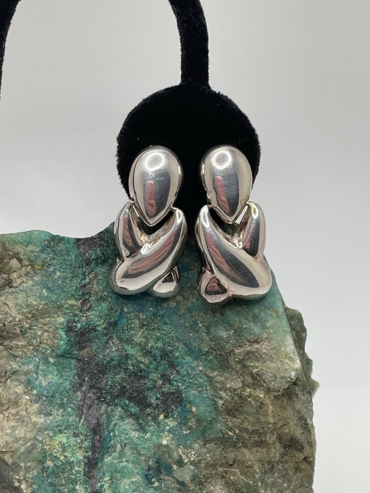 Sterling Silver 925 Clip Earrings Hinged Dangle Drop SU Thailand Vintage