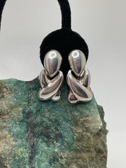 Sterling Silver 925 Clip Earrings Hinged Dangle Drop SU Thailand Vintage