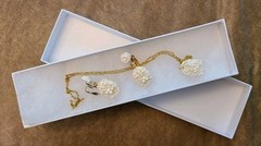 Vintage Lightweight White Carved Celluloid Flower Earrings and Necklace Set