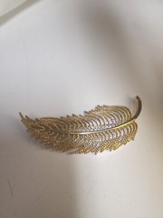 Monet Marked Brooch 3D Leaf Gold Tone Rare N0070