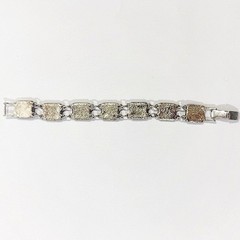 Vintage Floral Panel Link Bracelet Enamel Rose Gold Tone Boho Jewelry