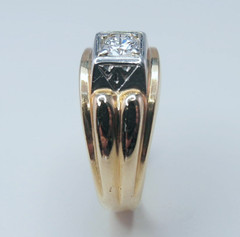 Vintage Art Deco 14k Multicolor Gold Man’s Solitaire .31ct Diamond Ring Size 7+