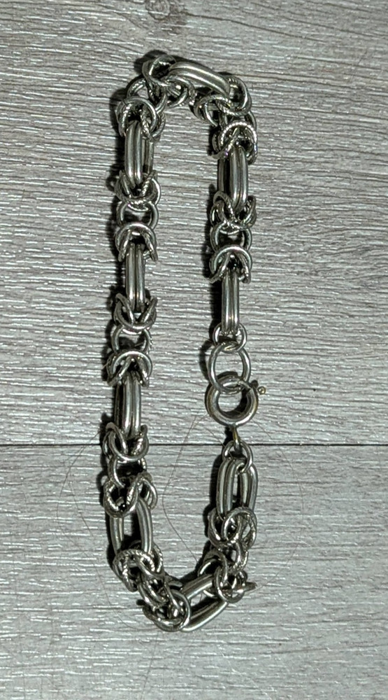 Vintage Silver Tone Chain Link Bracelet Retro Classic Biker Goth Jewelry