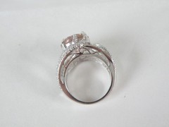 Large Sterling Silver 925 Peach Irradiated Morganite Statement Ring Size 7