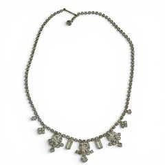Vintage 1950s Rhinestone Choker Necklace Rhodium Plated 15″ Wedding Prom