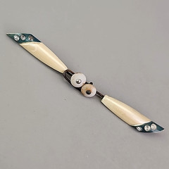 Vintage Celluloid Jabot Brooch Rhinestones Stick Pin 4.25″