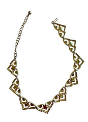 Vtg Deco Style Necklace Signed Coro Gold Tone Adjustable Length Choker Triangle