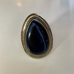 Vintage Dark Blue Teardrop Stretch Ring