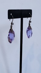Vintage Earrings Made In 1970s Russia. 875 Silver & Amethyst Color Chrystals