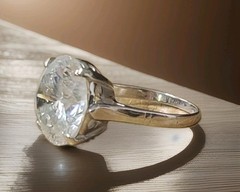 14k White Gold Vintage Filigree Engagement Ring 9.75CT.Natural Round Diamond Cut