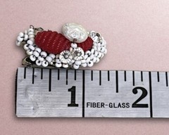 VTG Hobe Red White Glass Wire Beaded Clusters Faux Pearl Clip On Earrings Estate