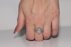 Antique Circa 1920s Handcrafted Art Deco Platinum Natural Diamond Ring